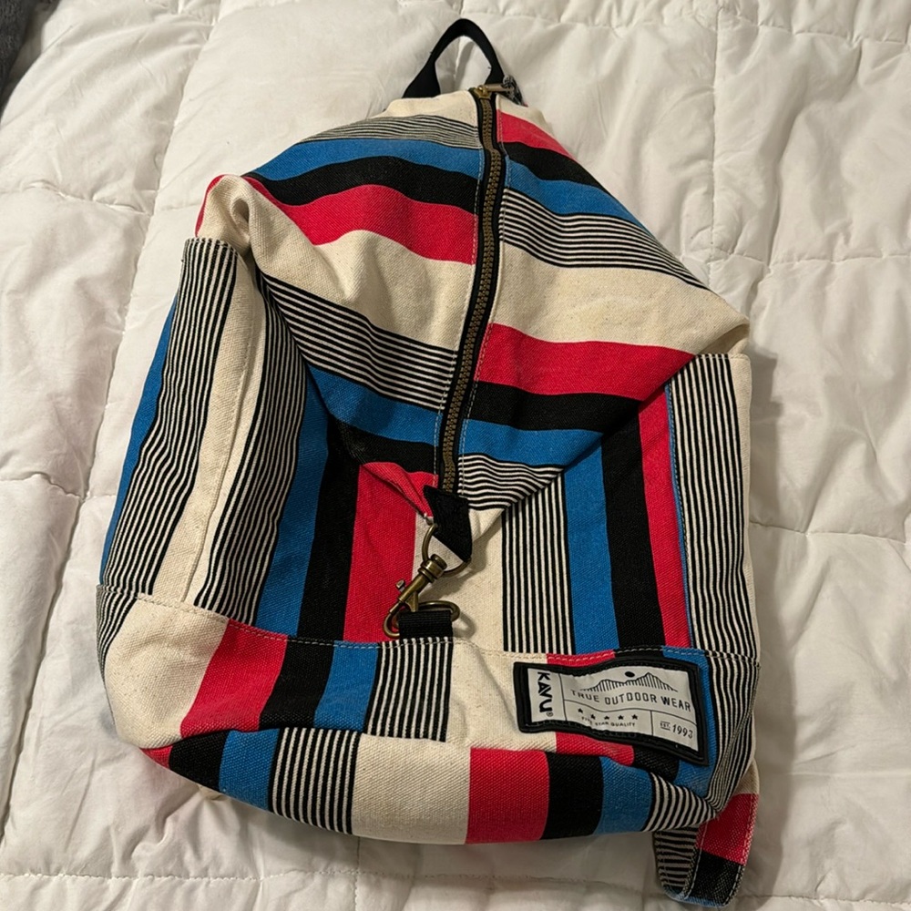 Kavu Free Range Backpack Striped Bucket Style w/ Brass Hardware